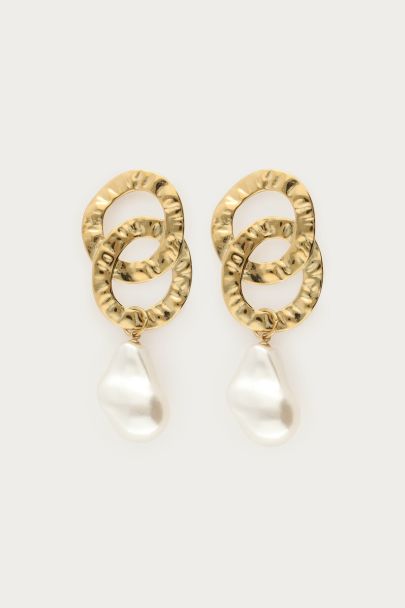 Statement oval earrings with faux pearls