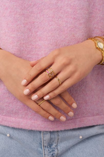 Bague maxi avec perles fantaisie roses