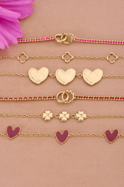 Rood koord armband met dubbele cirkel