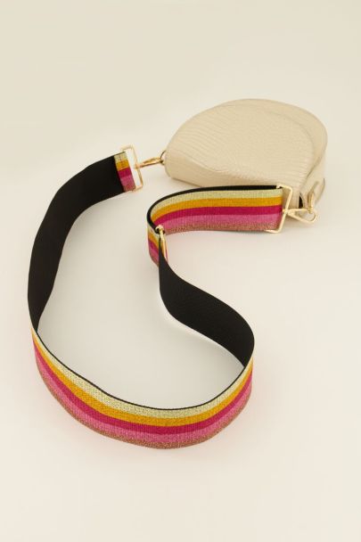 Gestreepte multikleur bag strap met lurex