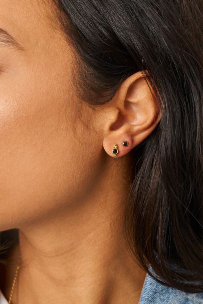 Puces d'oreilles avec cœur en strass noir