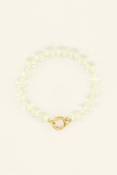 Sunchasers gold bracelet with green glass beads | My Jewellery