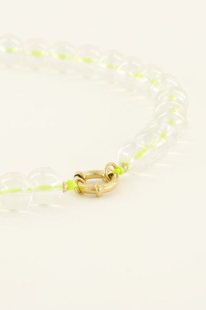 Sunchasers gold necklace with green glass beads