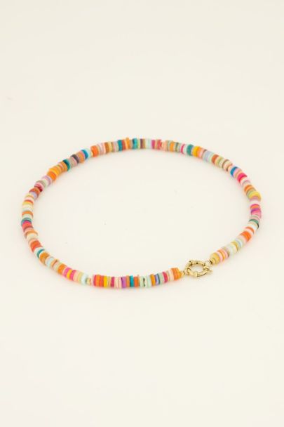 Sunchasers gold necklace with multicoloured surf beads | My Jewellery