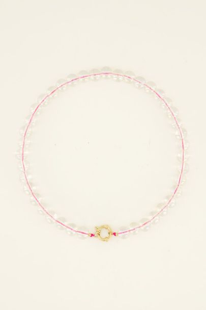 Sunchasers gold necklace with pink glass beads | My Jewellery