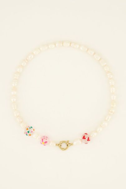 Sunchasers gold pearl necklace with multicoloured beads | My Jewellery