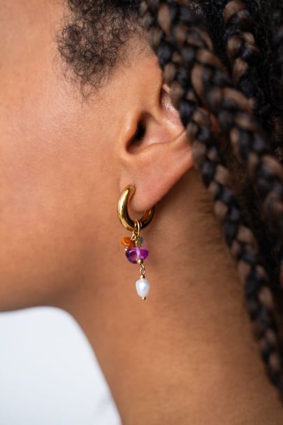 Sunrocks hoop earrings with pearl and beads