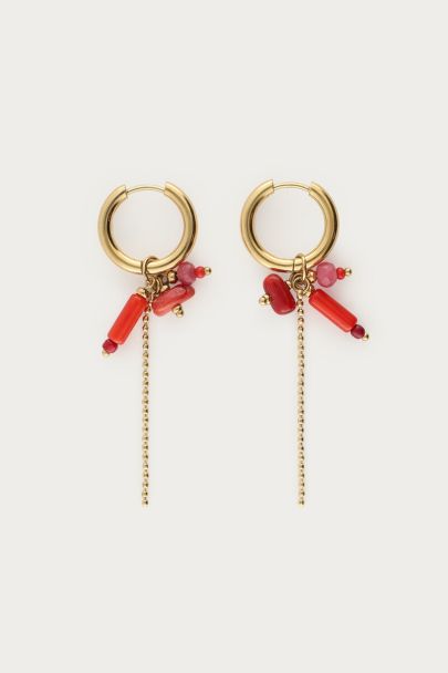Sunrocks earrings with red stones & balls