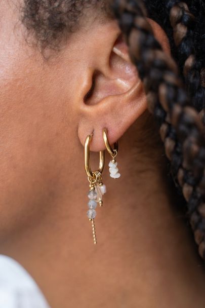 Sunrocks oval hoop earrings with beads