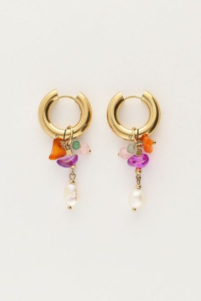 Sunrocks hoop earrings with pearl and beads | My Jewellery