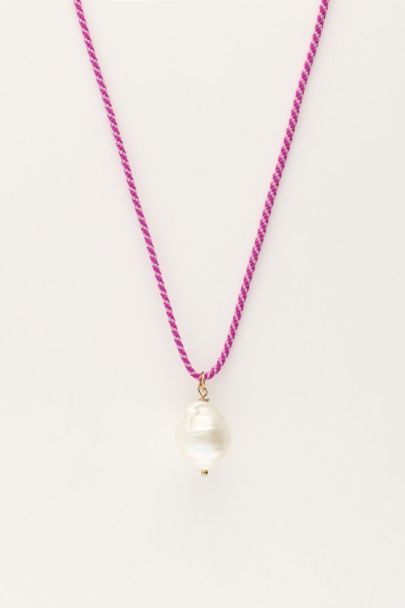Sunrocks paarse touwketting met zoetwaterparel 