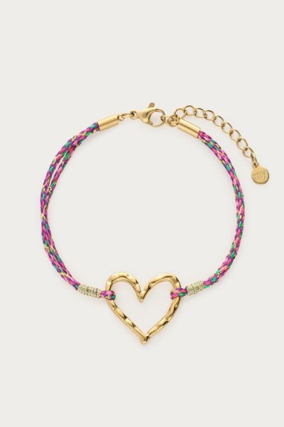 Sunrocks rope bracelet open heart
