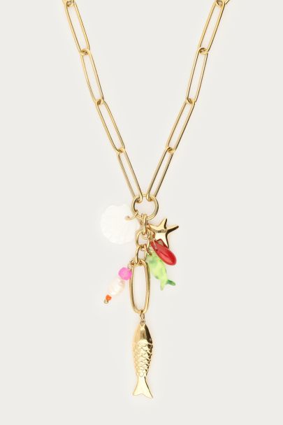 Sunrocks link necklace with ocean charms