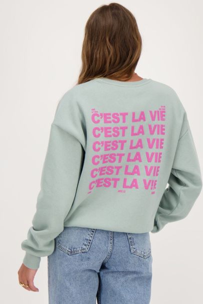 Mintgrünes Sweatshirt "C'est la vie"