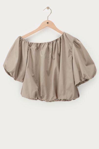 Top ballon taupe asymétrique  