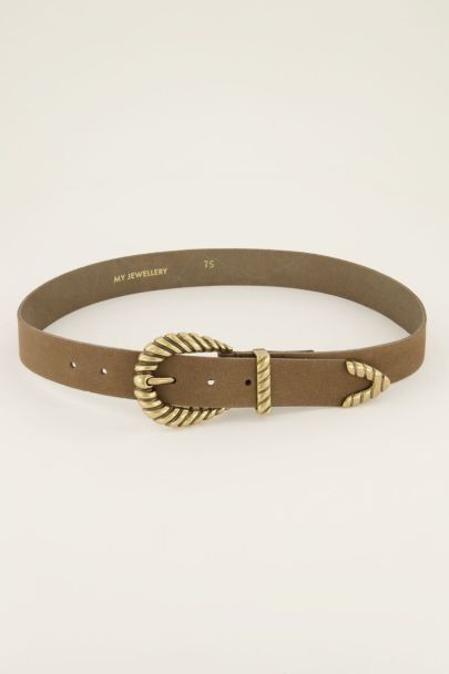 Taupe western riem met goudkleurige gesp | My Jewellery