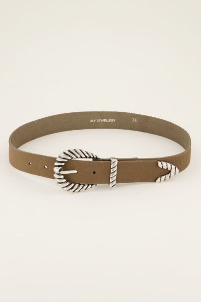 Taupe western riem met zilverkleurige gesp | My Jewellery