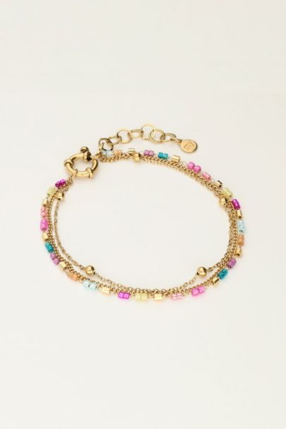 Dreifach-Armband mit mehrfarbigen Perlen 