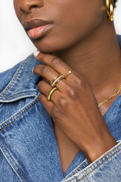 Driedubbele ring connected met strass