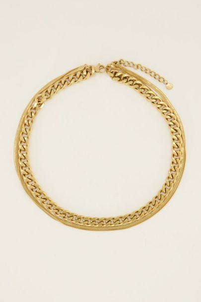 Driedubbele ketting met grove & subtiele schakels