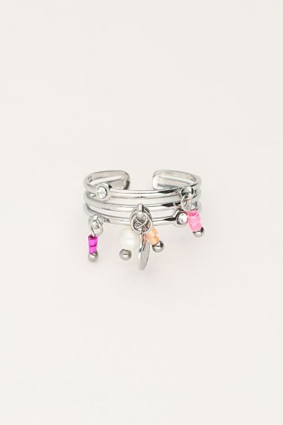 Triple ring with multicoloured charms | My Jewellery