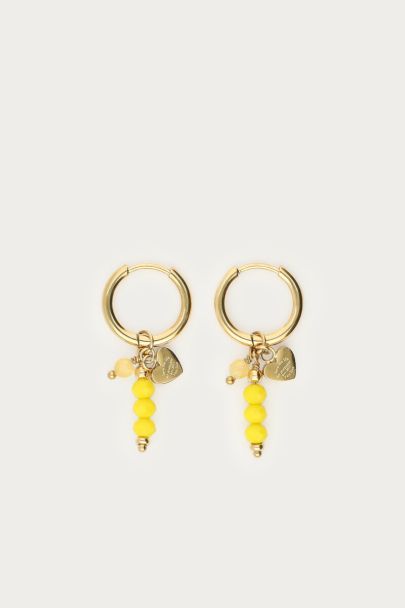 Boucles d'oreilles Tropical avec perles fantaisie jaunes
