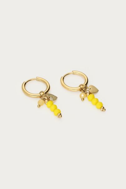 Boucles d'oreilles Tropical avec perles fantaisie jaunes