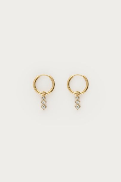 Universe hoop earrings with three rhinestones