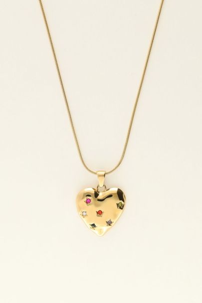 Universe necklace with heart charm and multicoloured rhinestones | My Jewellery