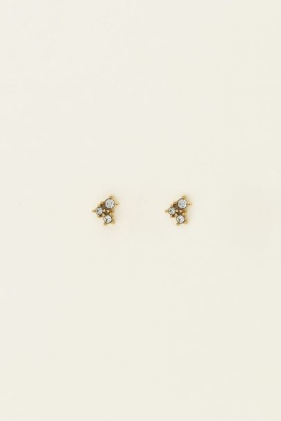 Universe studs met vierkante zilverkleurige steentjes