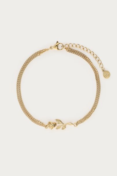 Vintage armband met platte roos