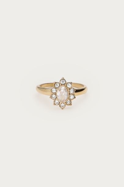 Vintage ring met transparante strass