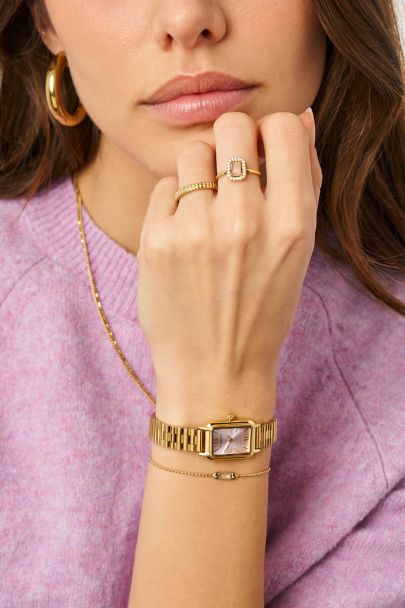 Bague vintage carr&eacute;e rose clair