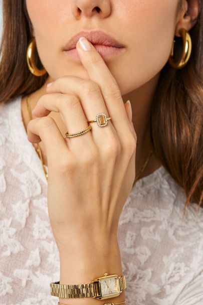 Bague vintage carr&eacute;e p&ecirc;che