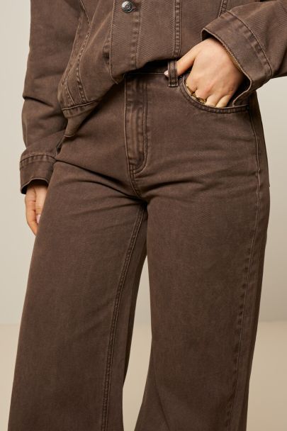 Jean large marron délavé 