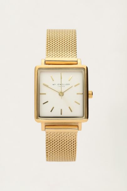 Watch white square dial