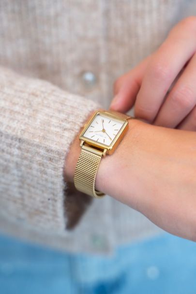 Watch white square dial