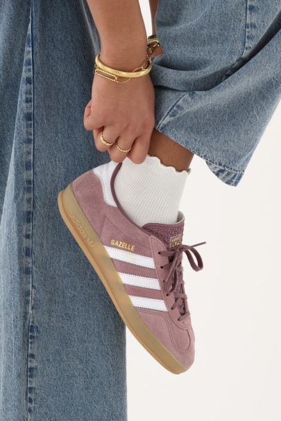Wit en paarse sokken set met ruffle 