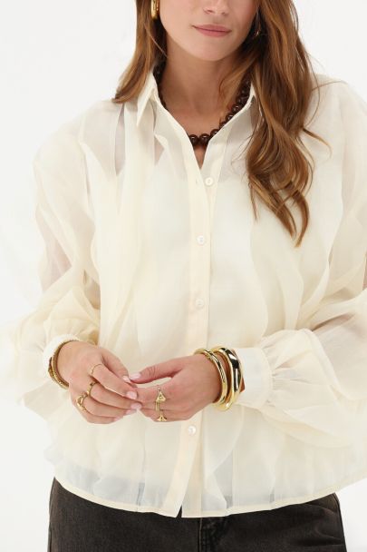 Witte chiffon blouse met ruffles