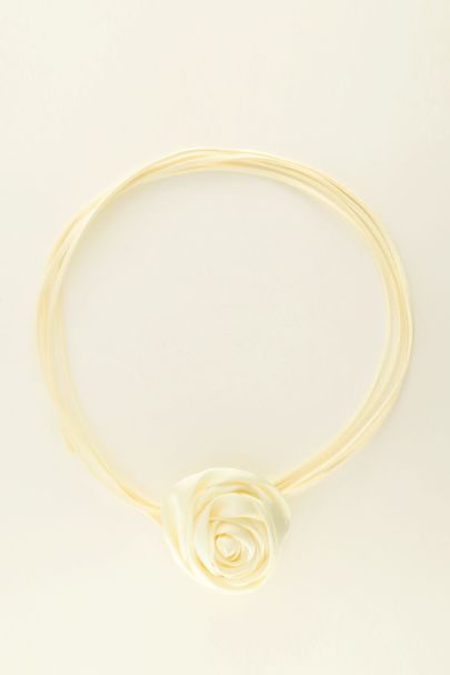 White cord choker with satin flower | My Jewellery