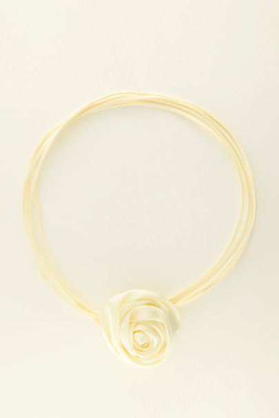 White cord choker with satin flower