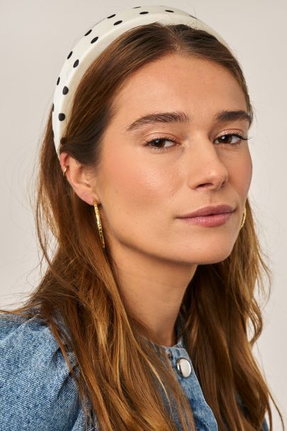 White hairband with black polka dot