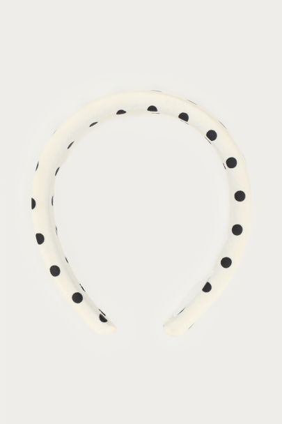 Witte haarband met zwarte polkadot