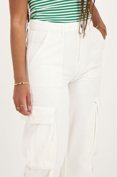 White jeans with cargo pockets