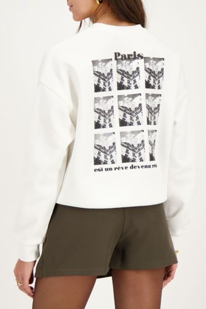 White sweatshirt with Paris back print