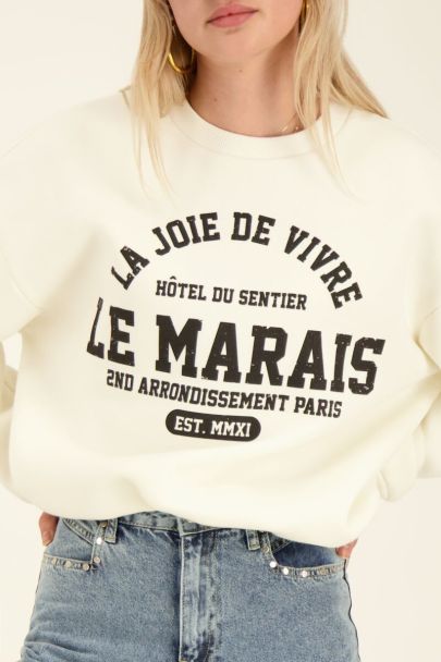 Sweat à capuche blanc "La joie de vivre"