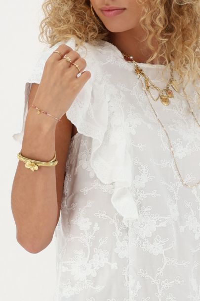 Witte kanten top met ruffles & bloemen