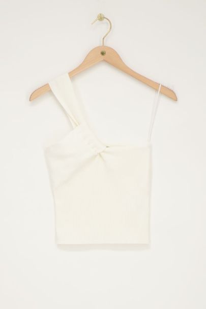 White twisted one-shoulder top