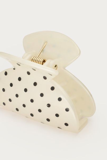 Witte polkadot haarclip