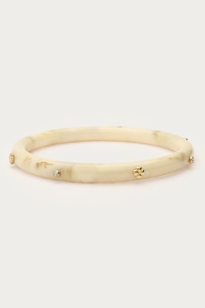 Bracelet jonc blanc en résine avec clous